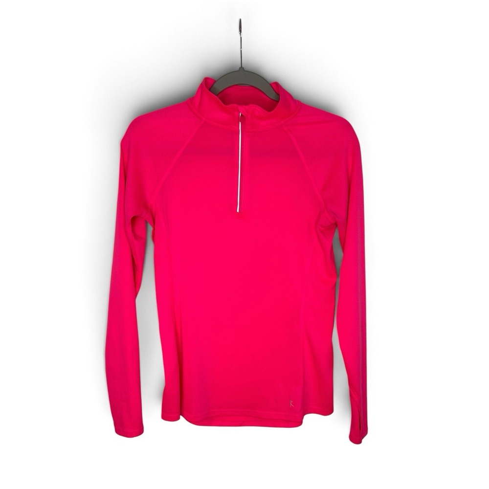 Danskin Now Women's XS Hot Pink Dri More Quarter Zip Athletic Top Thumbholes